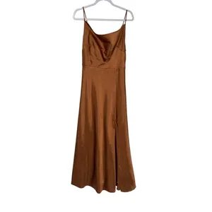 Birdy Grey Women L Rust Satin Cowl Neck Maxi Dress Bridesmaid Wedding Guest thumbnail 2