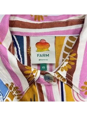 NWOT Farm Rio Linen Cerrado Stamps Short Sleeve Mini Dress Size XS Pocket thumbnail 7