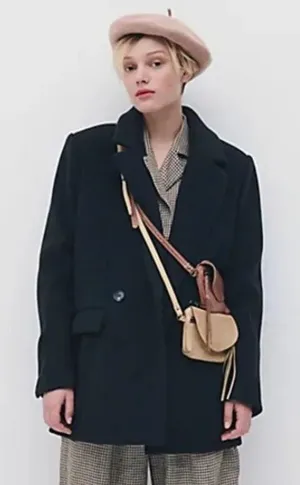 FREE PEOPLE Mari Solid Oversized Peacoat Blazer Black Sz SMALL NWT thumbnail 1