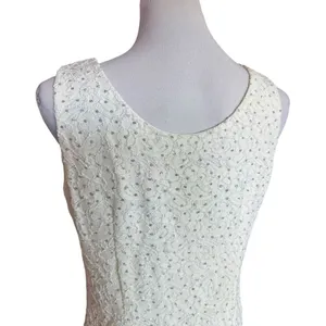 Womens R&M Richard Vintage White Sparkle & Stitched Sleeveless Blouse Top Sz 12 thumbnail 3
