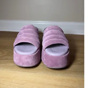 Free People Almost Paradise Purple Velvety Suede Platform Sandals Size 38 thumbnail 3