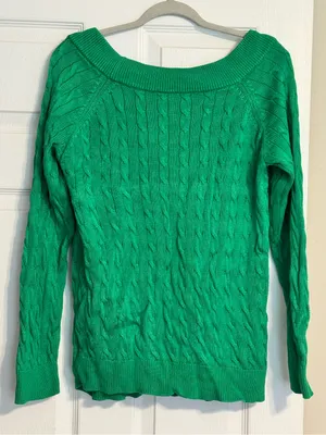Lauren Ralph Lauren Kelly Green Cable Knit Classic Preppy Academia Sweater Sz XL thumbnail 3