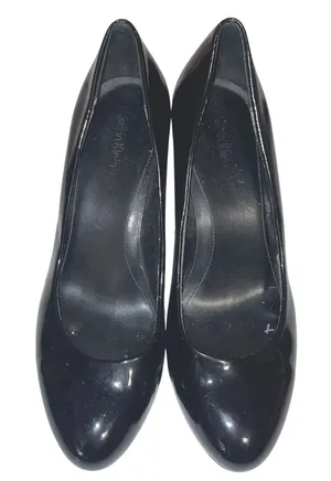 Calvin Klein Womens Black Patent Leather Round Toe Block Heel Pumps Size 7.5 thumbnail 1