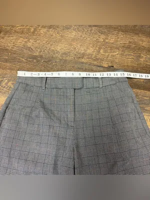 American Eagle High-Rise Baggy Wide Leg Trouser Pant Womens 6 Gray Plaid Stretch thumbnail 4