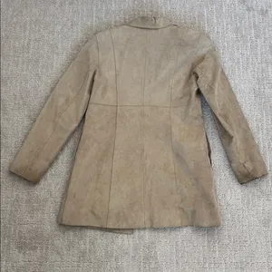 Vintage Tan Suede Blazer tie front long coat thumbnail 7