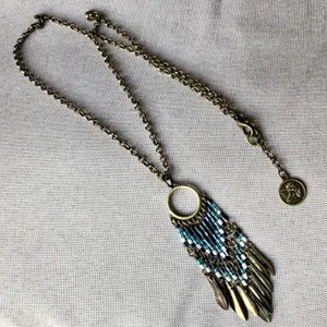 Vintage boho fringe necklace Brown thumbnail 1
