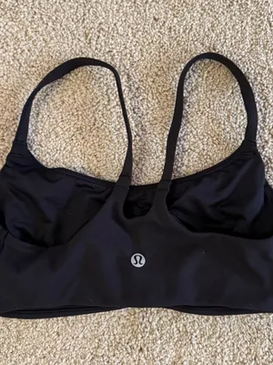 Lululemon Wunder Train Strappy Racer Sports Bra Black Everlux C/D Size 4 thumbnail 7
