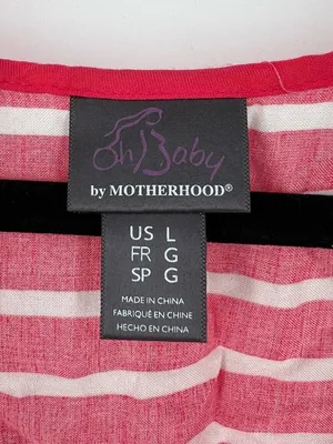 Motherhood Maternity Oh Baby Pink Striped Maternity Tunic Top Empire Waist Tie Size Large thumbnail 5