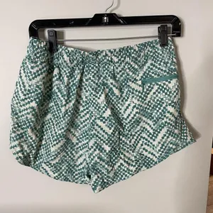 The North Face Green White Athletic Shorts Geometric Logo Medium Excellent Cond thumbnail 5