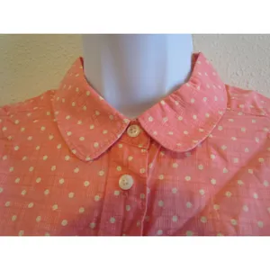 Madewell Sleeveless Button Down‎ Shirt Small Coral Polka Dot Peter Pan Collar thumbnail 2