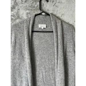 White + Warren Essentials 100% Cashmere Open Front Cardigan Heather Gray XS thumbnail 2