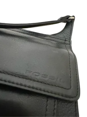 Fossil Black Leather Flap Front Crossbody Bag Long Strap Pocket One Size Women's thumbnail 5