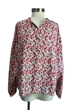 Universal Threads Red Ditzy Boho Peasant‎ Floral Blouse Sz Large thumbnail 1