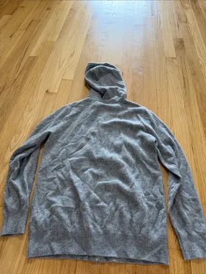 Quince Mongolian Cashmere Full-Zip Hoodie Heather Gray Sz S thumbnail 8
