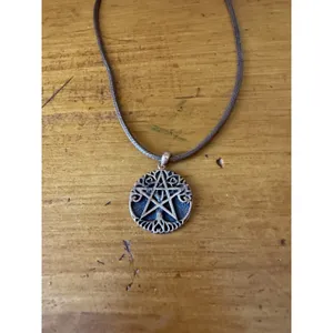 Pentacle Pendant Necklace Pagan Wiccan Celtic Symbol Brown Cord Necklace thumbnail 3