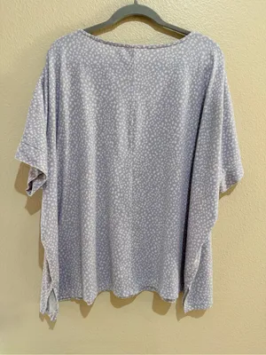 ODDI Women’s M/L Lavender White Abstract Print Oversized Dolman Top thumbnail 4
