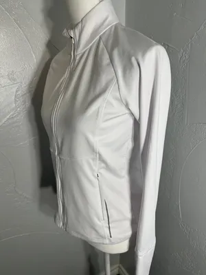 Asics White Zip-Up Athletic Jacket thumbnail 4