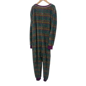 Natural Life Pajamas One Piece‎ Fleece Union Suit Womens Sz Large XL Purple Boho thumbnail 5