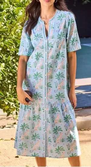 PrintFresh Brunch Dress in Leopard Mirage Organic Cotton Womens XS New thumbnail 1