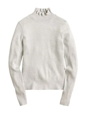 J. Crew Metallic merino wool ruffleneck sweater NEW thumbnail 1