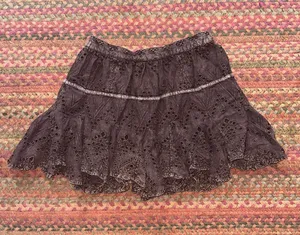FREE PEOPLE BROWN Mauve Eyelet Mini Skirt SKORT asymmetrical thumbnail 1