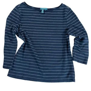 Lauren Ralph Lauren Top Large Black Stripe Boat Neck Cotton Coastal Preppy thumbnail 6