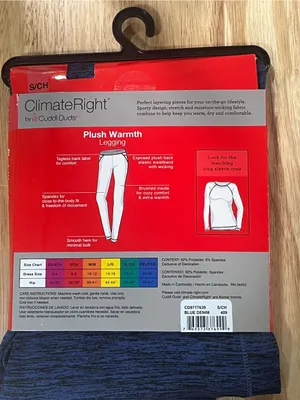 NWT ClimateRight by Cuddl Duds Blue Denim Thermal Base Layer Leggings Small thumbnail 2