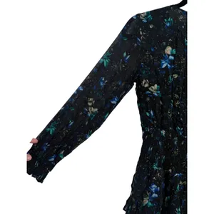 NWT Anthropologie Ruched Floral‎ Mini Dress Black Blue Size XS Fairy Feminine thumbnail 12