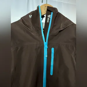 Stoic Nikwax Hooded Full Zip Jacket in Brown Blue Size‎ Small thumbnail 4