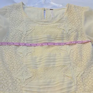Free People Cream Lace Dress, long sleeve Size S thumbnail 8