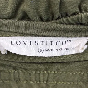 Lovestitch Smocked Ruffle Solid Maxi Dress Olive Green Boho Stretch Size S thumbnail 5