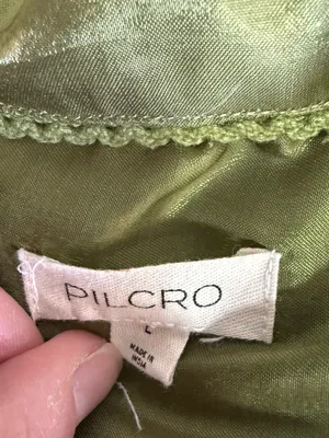 Pilcro Anthropologie Large Olive Green Satin Blouse Oversized OB1786712 thumbnail 5
