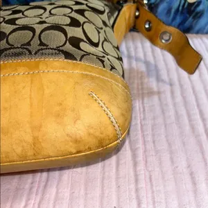 Coach Vintage Signature Canvas Monogram with Tan Leather Crossbody/Shoulder Bag thumbnail 7