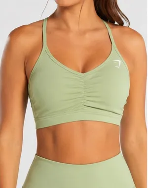 Gymshark Light Green Ruched Sports Bra XS-S Yoga Activewear thumbnail 1
