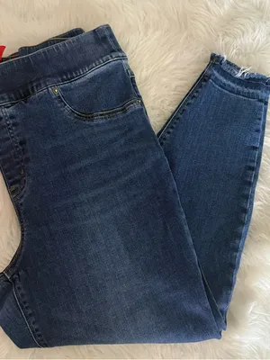 Spanx Jean-ish Leggings 1X Petite Pull On Skinny Jeans Dark Wash Stretch Denim thumbnail 6