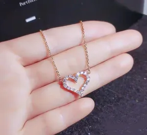 14K Rose Gold Plated Love Heart Pendant Necklace for Women thumbnail 4
