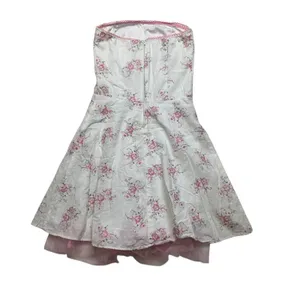 Ruby Rox juniors 5 small white pink floral strapless dress glitter y2k princess thumbnail 11