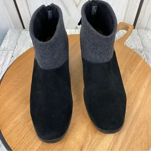 Toms Leila Bootie Ankle Boot Wool Suede Colorblock Gray‎ Black 7.5 thumbnail 4