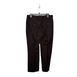 Isaac Mizrahi for Target Brown Linen Pinstriped Blazer Pants Suit Jacket Sz 8 thumbnail 3