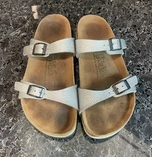 Birkenstock Birki’s Silver Two Strap‎ Sandals Size 5 thumbnail 1