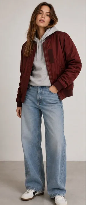 Abercrombie Fitch Dark Red Bomber Jacket thumbnail 1