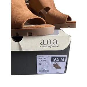 A.N.A‎ Daly Womens Cognat Brown Suede Strappy Open Toe Block Heel Sandals thumbnail 9