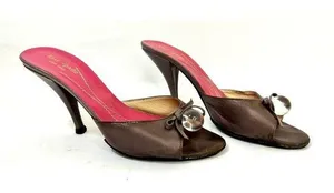 Vintage Kate Spade Crystal Ball Brown Leather Heels size 7 thumbnail 1