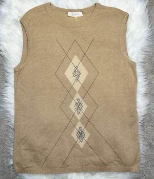 ESCADA Vintage Argyle Sweater Vest Womens Large Wool Cashmere Silk Academia Twee thumbnail 1