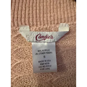 Candies Pink Shimmer Cropped Shrug Sweater Open Front‎ Bolero 3/4 Sleeve Small thumbnail 2