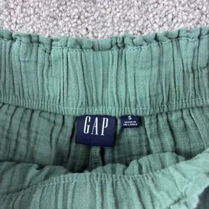 Gap Gauze Wide Leg Pants Womens‎ S Green Cotton Pull On Elastic Waist Lagenlook thumbnail 3