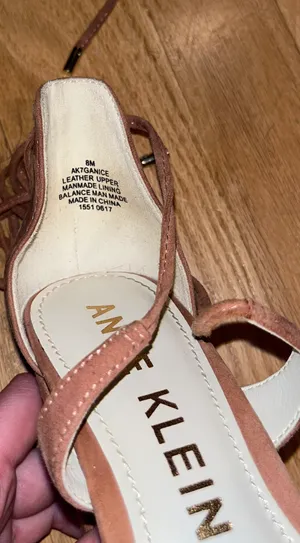 Anne Klein Ganice Tan Pink Platform Lace Up Wrap Around Heels + 🆓🎁 thumbnail 4