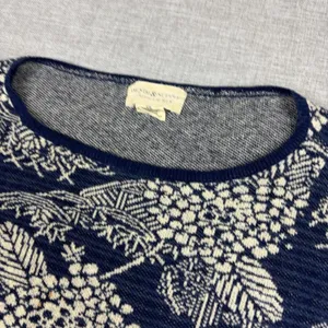 Denim & Supply Ralph Lauren Sweater Womens Small Blue Floral Crew Neck Knit thumbnail 2