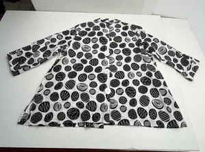 Ali Miles 100% Linen Black White Polka Dot Button Front Jacket Top Womens 1X thumbnail 1