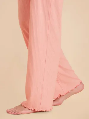 Birdy Grey Pink Ribbed Short Sleeve Pajama Set thumbnail 2